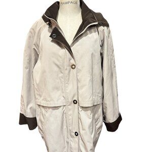 Vintage Liz Claiborne Hooded Jacket Cream Brown Colorblock Size XL